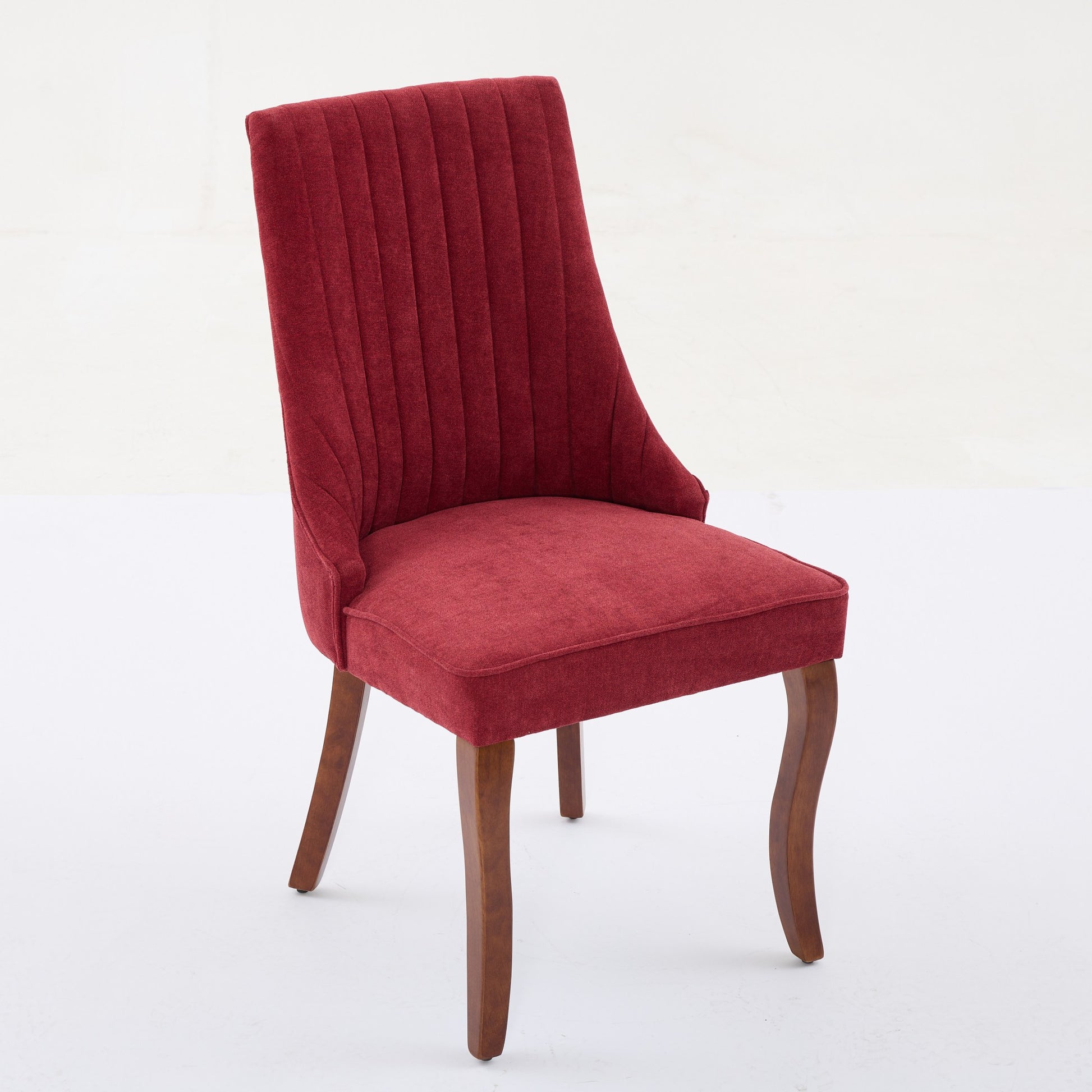 Rayon Cloth Flocking Linen Dining Chairs Channel Kitchen Dinner Chair Comfy Fabric Upholstered Accent Chair For Dining Room With Curved Solid Wood Legs,Set Of 2 Wine Red , Sw1847Wr Wine Red Light