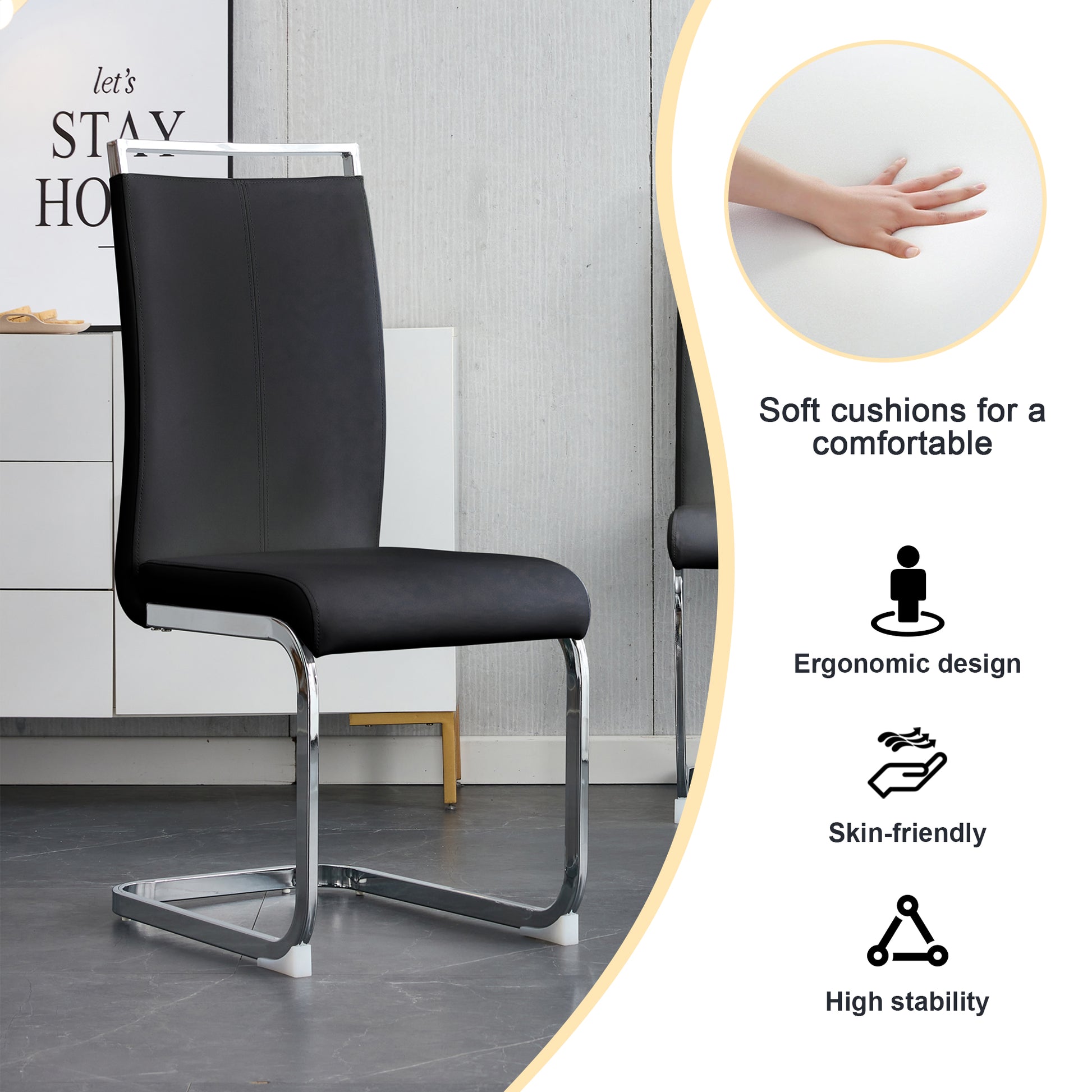 1 Table And 4 Chairs, Brown Tempered Glass Tabletop And Silver Metal Legs, Modern Minimalist Style Rectangular Glass Dining Table, Paired With 4 Modern Silver Metal Leg Chairs. 1123C 1162 Brown Seats 4 Glass