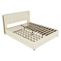 King Size Upholstery Platform Bed With Storage Headboard, 2 Drawers And Trundle,Beige King Beige Upholstered