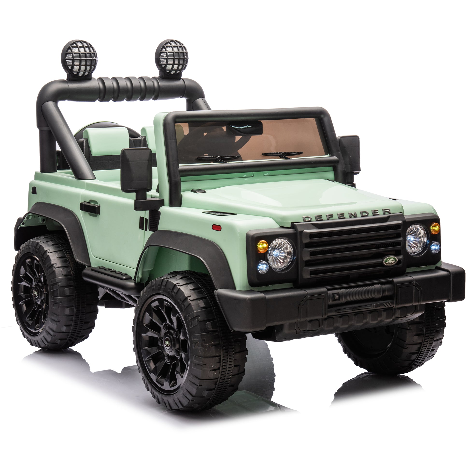 Licensed Land Rover Defender Volta 5008 24V Kids Ride On Car W Parents Control,2Wd,Four Wheel Suspension,Bluetooth,Mp3,Music,Adjustable Volume,Power Display,Led Lights,Speeds 1.86 3.11Mph For Kids 3 7 Green Polypropylene