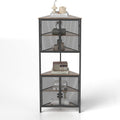 5 Tier Shelves With Metal Mesh Door, Bookcase Storage Shelf Corner Shelf For Small Space, Living Room Black Brown Metal