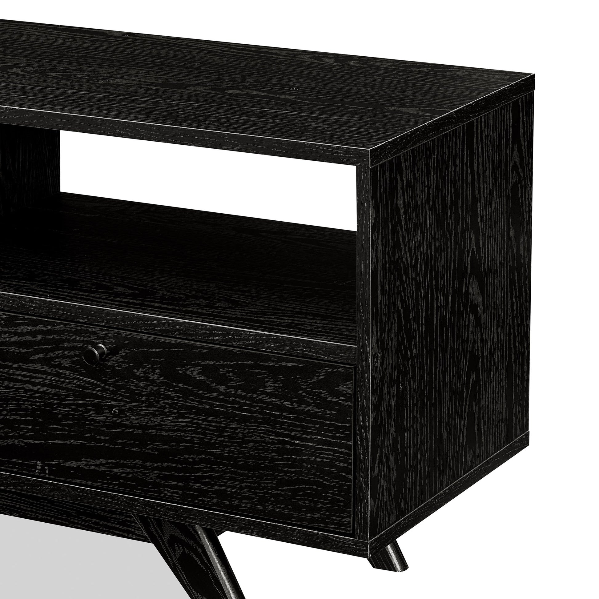 Modern Scandi 3 Door Low Profile Tv Stand For Tvs Up To 80 Inches Black Black 80 89 Inches Mdf Mdf