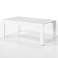 All Weather Aluminum Outdoor Coffee Table, Modern Coffee Table For Outside, Rectangle Patio Coffee Table White White Aluminium