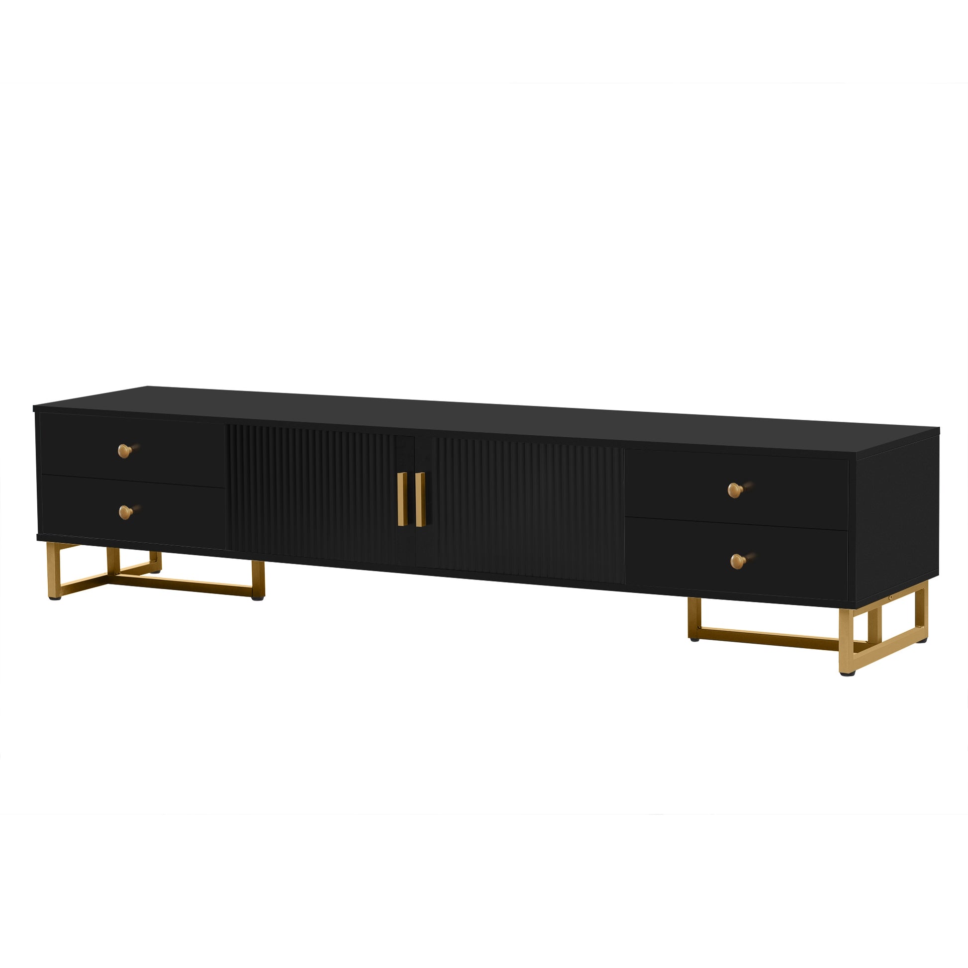 Tv Stand For 65 Inch Tv, Entertainment Center Tv Media Console Table, Modern Tv Stand With Storage, Tv Console Cabinet Furniture For Living Room Black 70 79 Inches Mdf