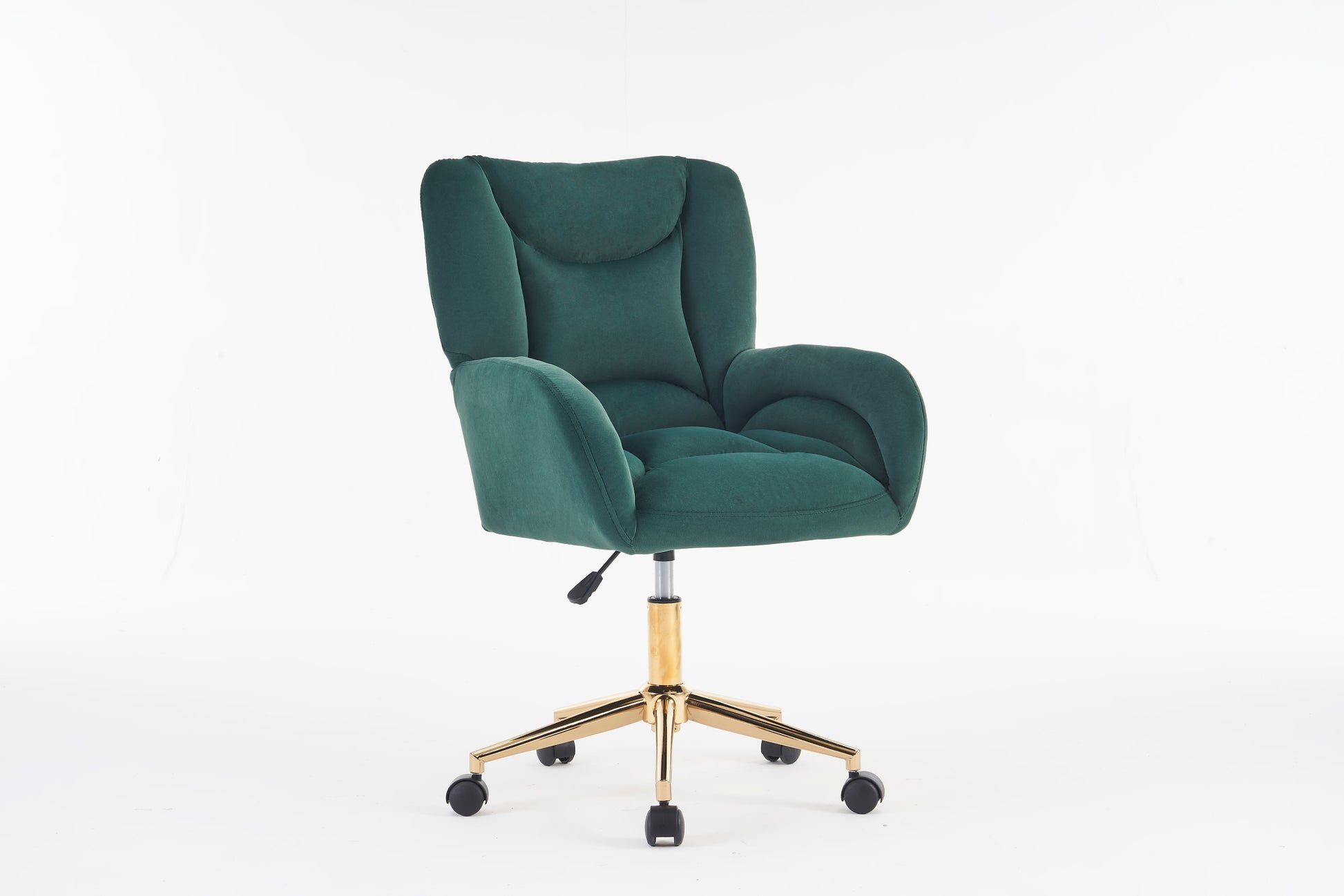 005 Velvet Fabric 360 Swivel Home Office Chair With Gold Metal Base And Universal Wheels,Green Solid Green Office Sponge Wipe Clean Modern Office Chairs Tufted Back Foam Swivel Velvet