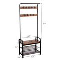 Coat Rack, Hall Tree With Shoe Bench For Entryway, Entryway Bench With Coat Rack, 4 In 1, With 9 Removable Hooks, A Hanging Rod, 15 X 28 X 71 Inches, Rustic Brown And Black Brown Mdf Metal