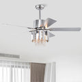 Crystal Ceiling Fan Reversible Blades 3 Wind Speeds Remote Control For Bedroom Living Dining Room Chrome Chrome American Design,American Traditional,Retro,Traditional,Vintage Crystal Iron