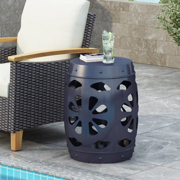 Metal End Table Large Navy Blue Iron