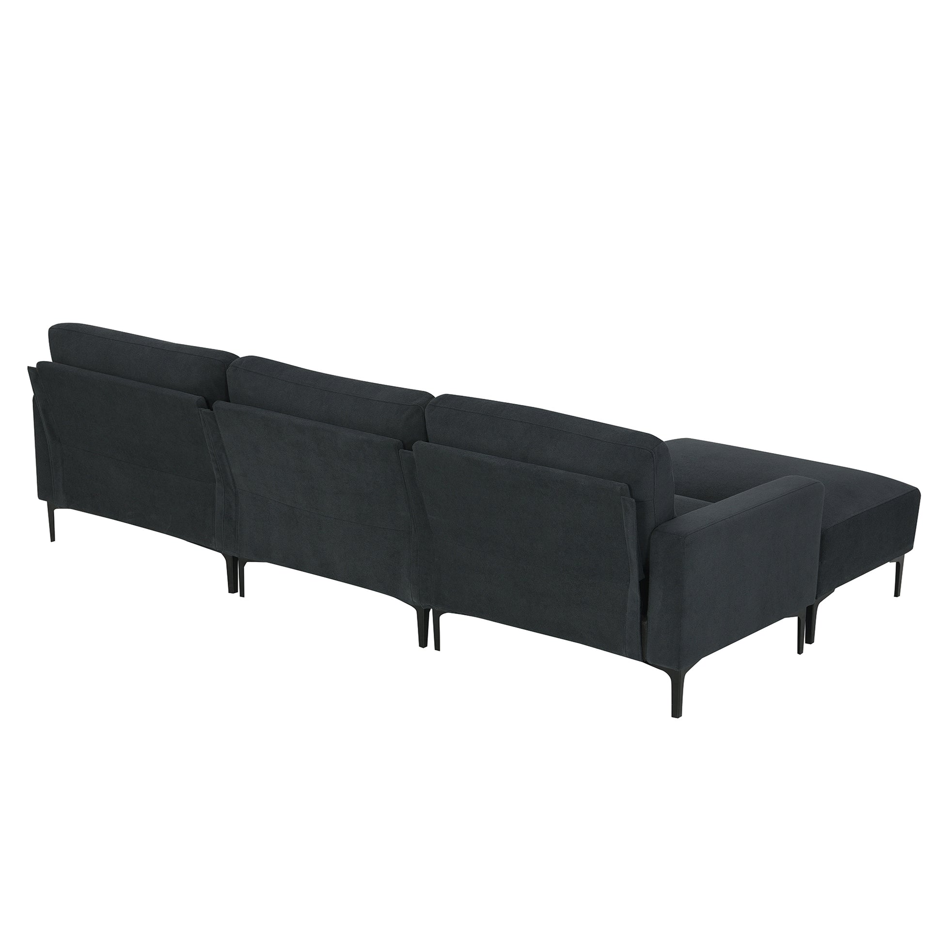 103.5*59" Modern L Shaped Sectional Sofa, 4 Seat Velvet Fabric Couch Set With Convertible Ottoman,Freely Combinable Sofa For Living Room, Apartment, Office,Apartment,2 Colors Dark Grey Velvet 4 Seat