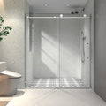 5476 Chrome Frameless One Fixed And One Shifted Shower Door, 70Mm 304 Stainless Steel Large Pulleys With Adjustable Soft Closing Function,With Nano Easy Cleaning And Stick Explosion Proof Menbrance Chrome Bathroom American Design,Minimalist Glass Metal