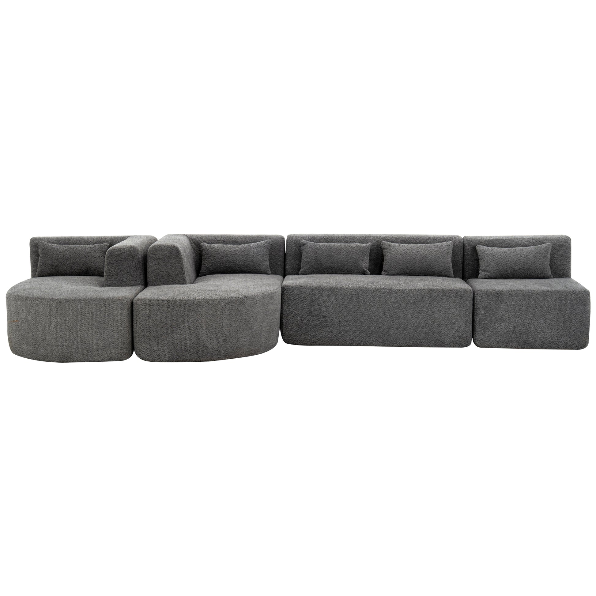 143.7" Upholstered Sofa Free Combined Sofa Couch With Two Chaise Lounge And Five Back Pillows For Living Room, Light Gray Light Gray Foam Polyester 5 Seat