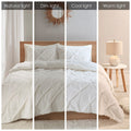 Pintuck Sherpa Down Alternative Comforter Set Full Ivory Polyester