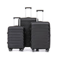 Pp Luggage Sets 3 Piece 20 24 28 , Expandable Carry On Luggage With Tsa Lock Airline Approved, Pp Materials Hard Shell And Lightweight Suitcase With Spinner Wheels Black Black Polypropylene