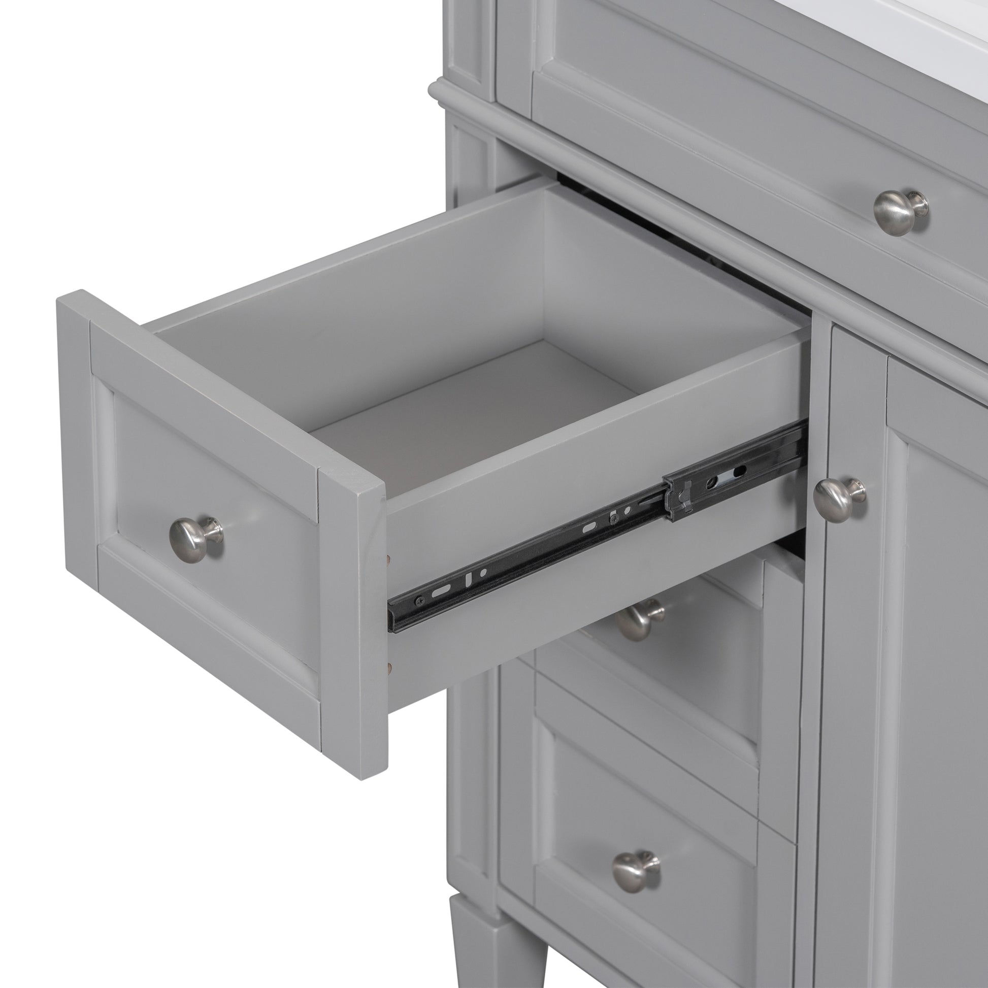 30'' Bathroom Vanity With Top Sink, Modern Bathroom Storage Cabinet With 2 Drawers And A Tip Out Drawer, Single Sink Bathroom Vanity Grey Modern Mdf Ceramic,Solid Wood Mdf