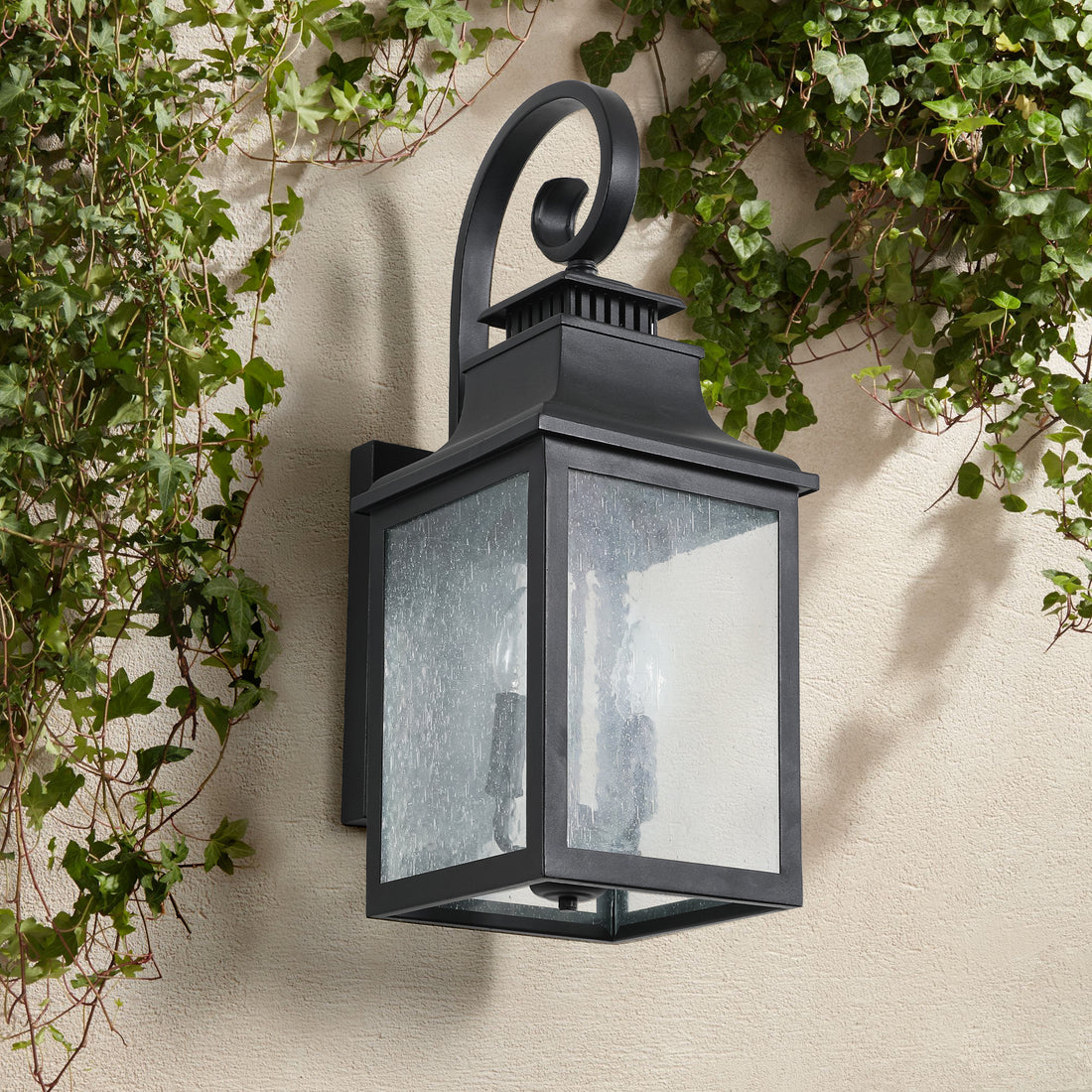 Large Outdoor Wall Lamps With Glass Supports Multiple Types Of Light Bulbs 1 Pack Black Modern Glass Aluminium