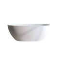 59'' Solid Surface Matte Tub, Solid Surface Soaking Tub, Stone Resin Freestanding Bathtub, Thick Edge Stand Alone Tubs With Overflow, Pop Up Drain, Matte White Oval Matte White Oval Freestanding Tubs 59 61 In Soaking Center Solid Surface