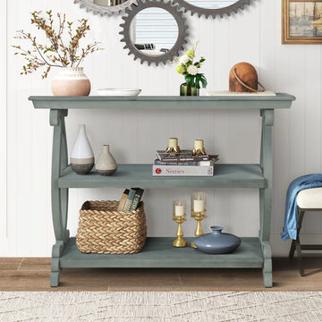 Newport Console Table For Living Room,Kitchen,Entyway Antique Light Green Antique Light Green Desk Top Primary Living Space American Design Floor Mount Console Tables Lacquered Solid Wood Mdf Mdf