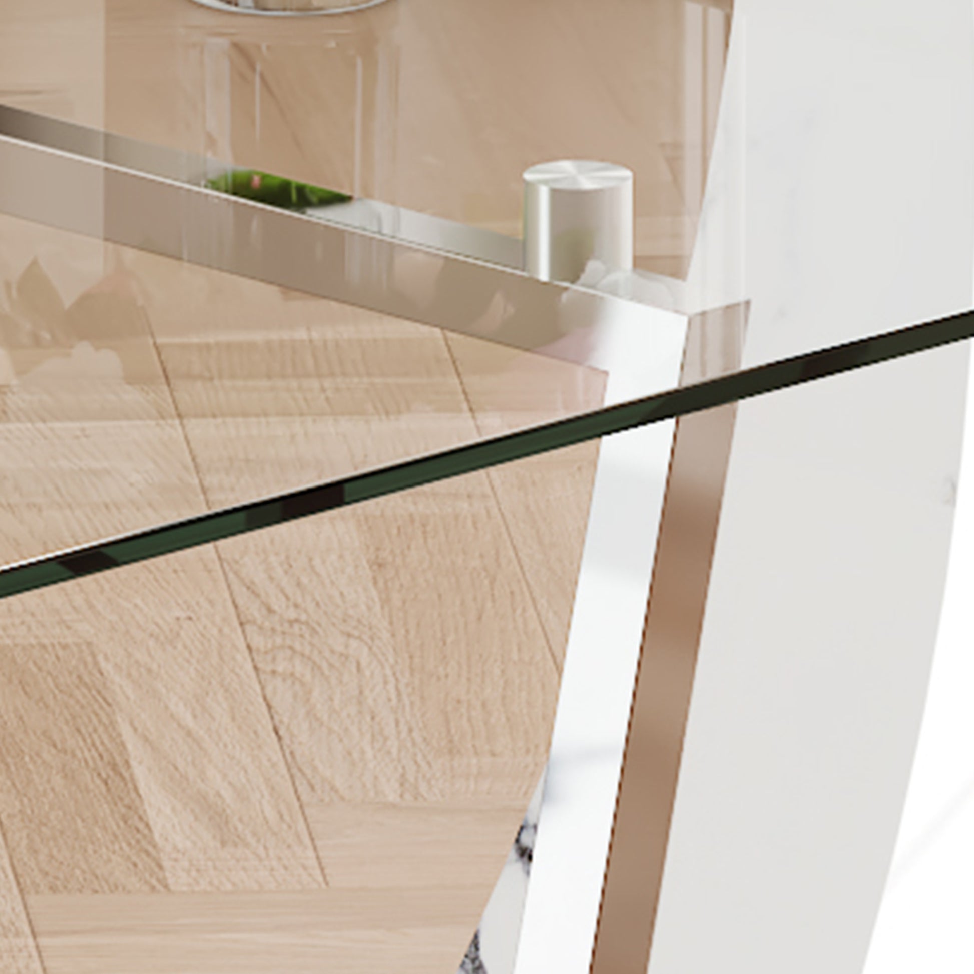 Table And Chair Set, Large Modern Rectangular Glass Table, Can Accommodate 6 8 People, Equipped With A 0.39 Inch Tempered Glass Tabletop And Mdf Table Legs.Paired With Comfortable And Soft Chairs. Black Mdf Glass