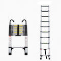 Telescopic Ladder, 9.5 Foot Aluminum Button Telescopic Ladder With 2 Triangular Stabilizers And Hooks, Multi Purpose Ladder, Maximum Load Bearing Capacity Of 330 Pounds, Suitable For Industrial And Ho Antique Silver Aluminium