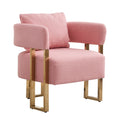 Ts Teddy Velvet Upholstered Metal Foot Sofa Pink Teddy 1 Seat