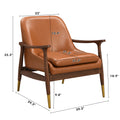 Amber Faux Leather Modern Lounge Chair Brown Pu Leather,Solid Wood