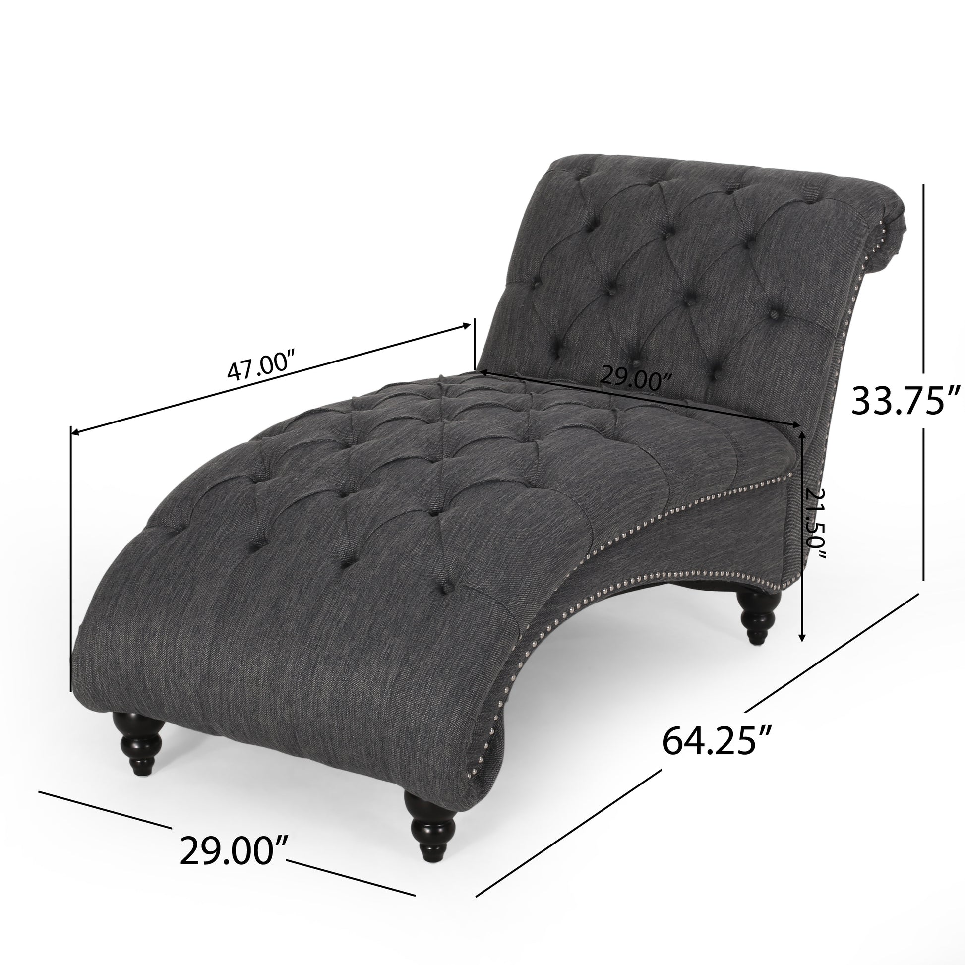 Chaise Lounge Charcoal Fabric 1 Seat