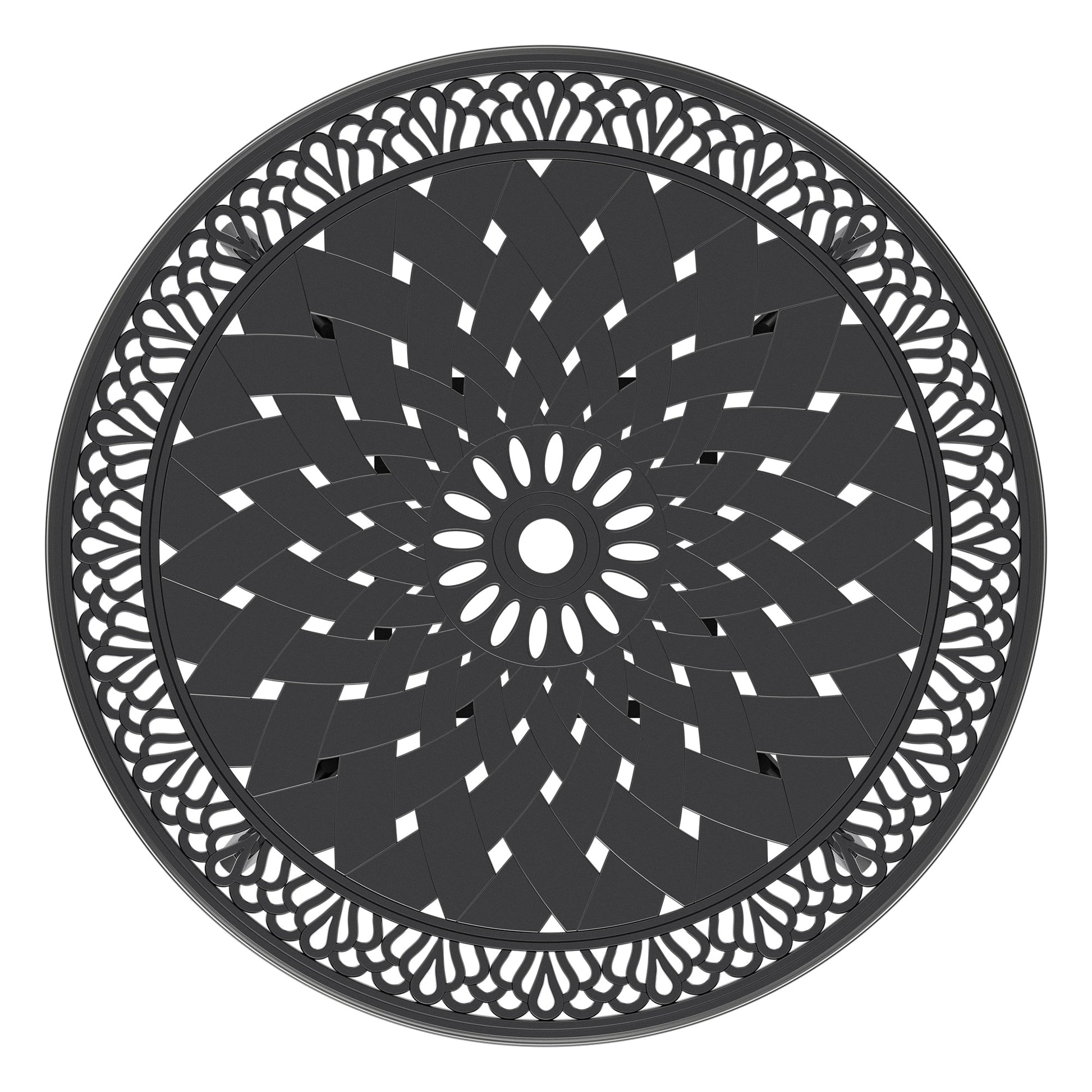 Cushions In Random Colors 5 Piece Set Of Cast Aluminum Patio Furniture With Cushions Yes Dining Set Black Seats 4 Rust Resistant Frame Water Resistant Cushion Garden & Outdoor Complete Patio Sets