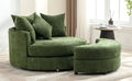 Orisfur. 360 Swivel Accent Barrel Chair With Storage Ottoman & 4 Pillows, Modern Chenille Leisure Chair Round Accent For Living Room, Green Green Foam Chenille