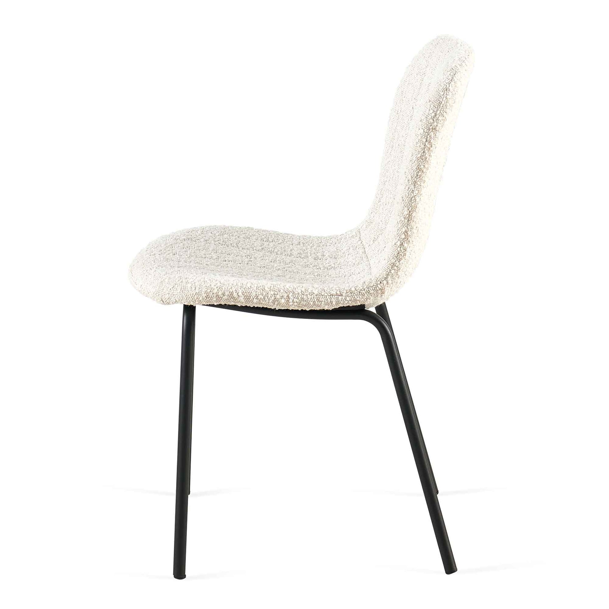 Off White Boucle Dining Chairs Set Of 4,Mid Century Modern Upholstered Pu Leather Chairs,For Kitchen Dining Room Off White Dining Room Foam Dry Clean Modern Dining Chairs Set Of 4 Or More Boucle