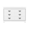 Elegant Dresser With Metal Handle And Sparkling Shiny Decoration, Storage Cabinet With 6 Drawers For Bedroom, Living Room, White White Mdf Metal