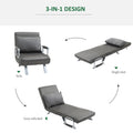 Homcom Single Person Folding 5 Position Convertible Sofa Bed Sleeper Chair Chaise Lounge Couch W Pillow & Steel Frame, Dark Grey Dark Grey Fabric