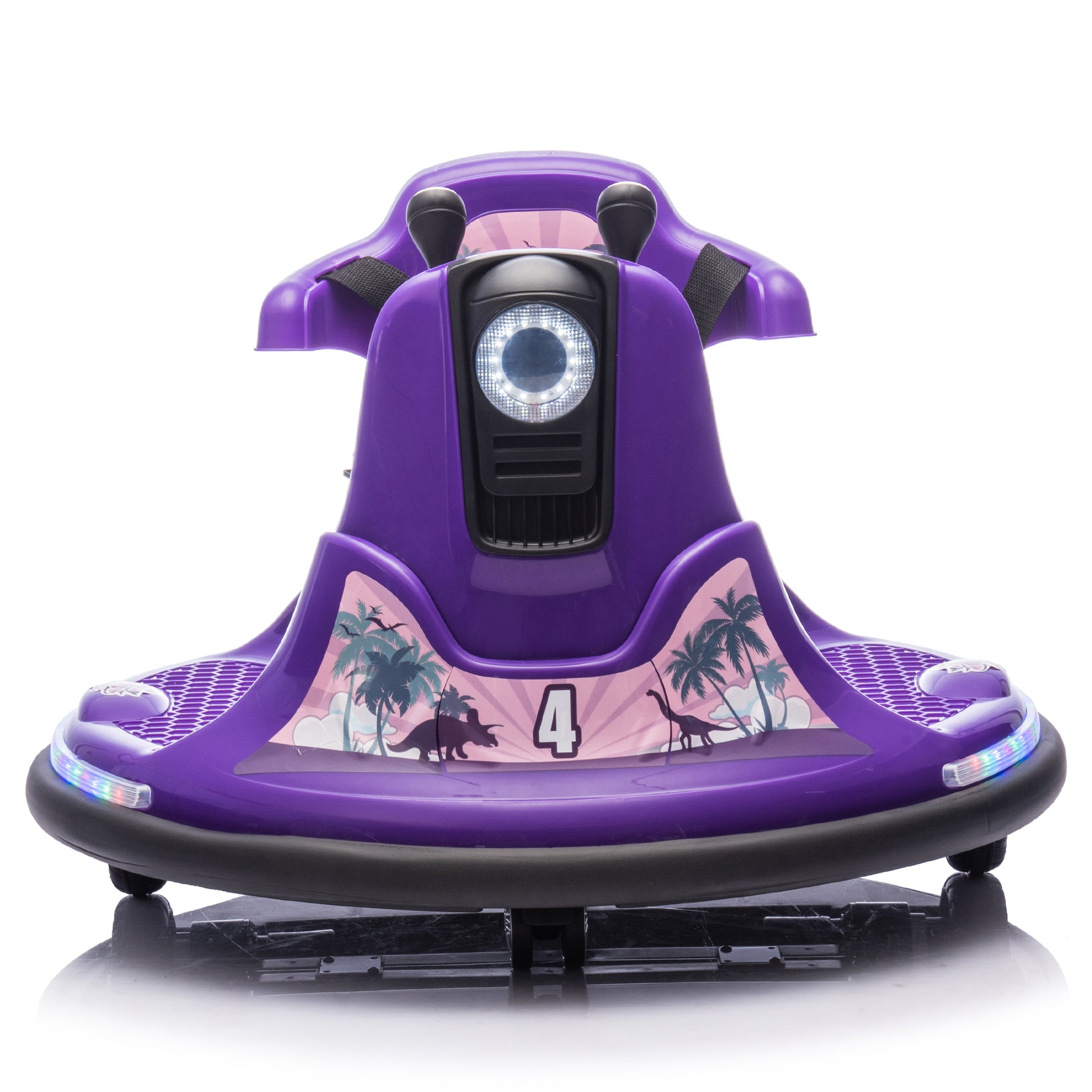 12V Kids Ride On Bumper Car W Parents Control,Rotate 360 Degrees,Two Handed Switch For Direction Control,Bumper Strip,Light Belt,Mp3 Music,Bluetooth,Provide A Speed Of 0.75Mph For Kids Of 2 5 Purple