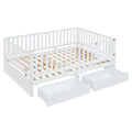 Full Size Wood Daybed With Fence Guardrails And 2 Drawers, Split Into Independent Floor Bed & Daybed, White Old Sku :Lp000882Aak Full White Solid Wood Mdf