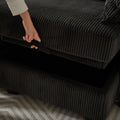 113.5'' Modular Sectiona Corduroy Sofa, Sectional Couches For Living Room U Shaped Sectional Couch With Storage Ottoman, 6 Seats Convertible Sectionals With Chaise Black Corduroy 6 Seat