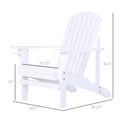 Outsunny Wooden Adirondack Chair, Outdoor Patio Lawn Chair With Cup Holder, Weather Resistant Lawn Furniture, Classic Lounge For Deck, Garden, Backyard, Fire Pit, White White Wood