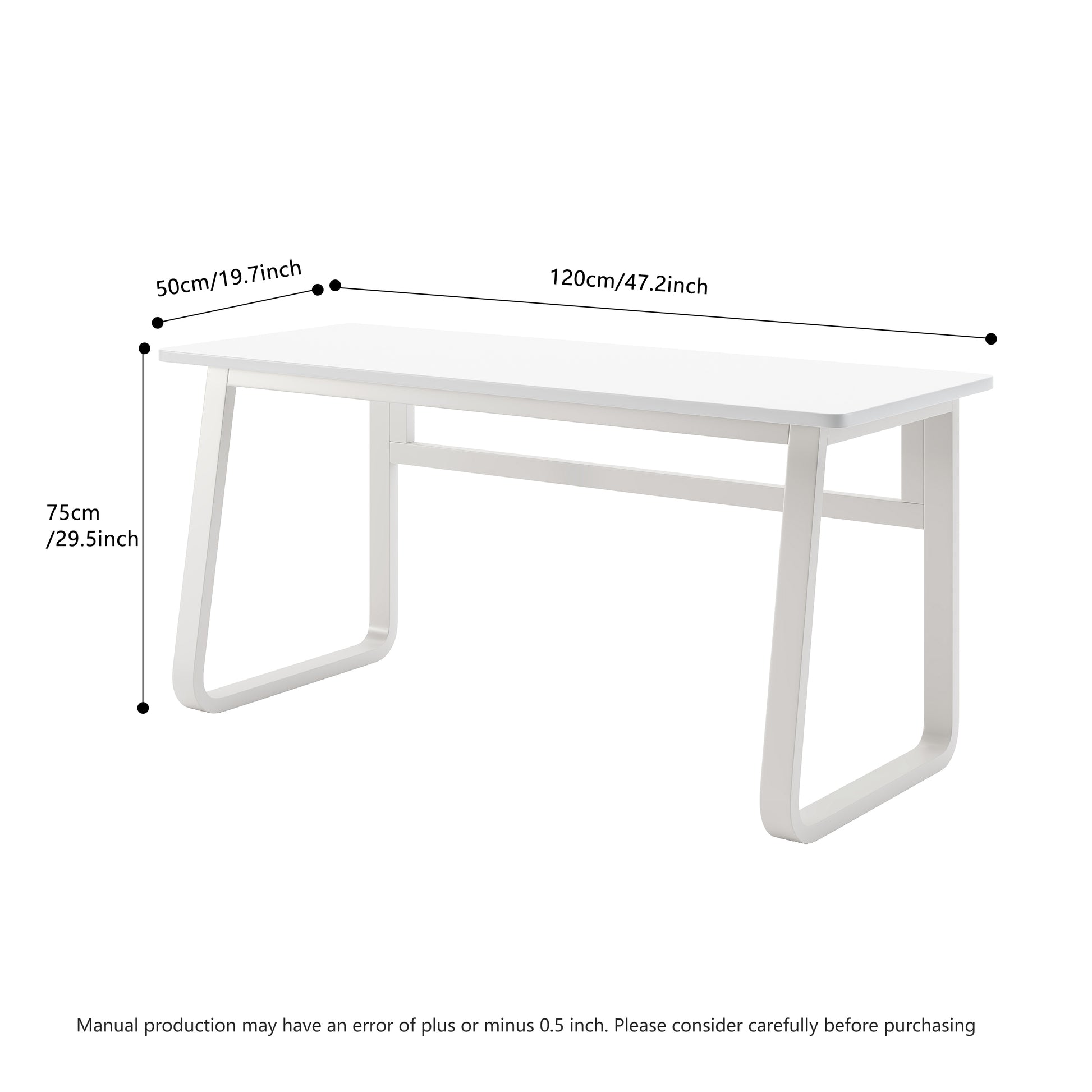 L47.2Inch Computer Desk Table Simple Gaming Table Chair Home Desk Student Writing Desk Bedroom Desk Workbench Desk White Metal