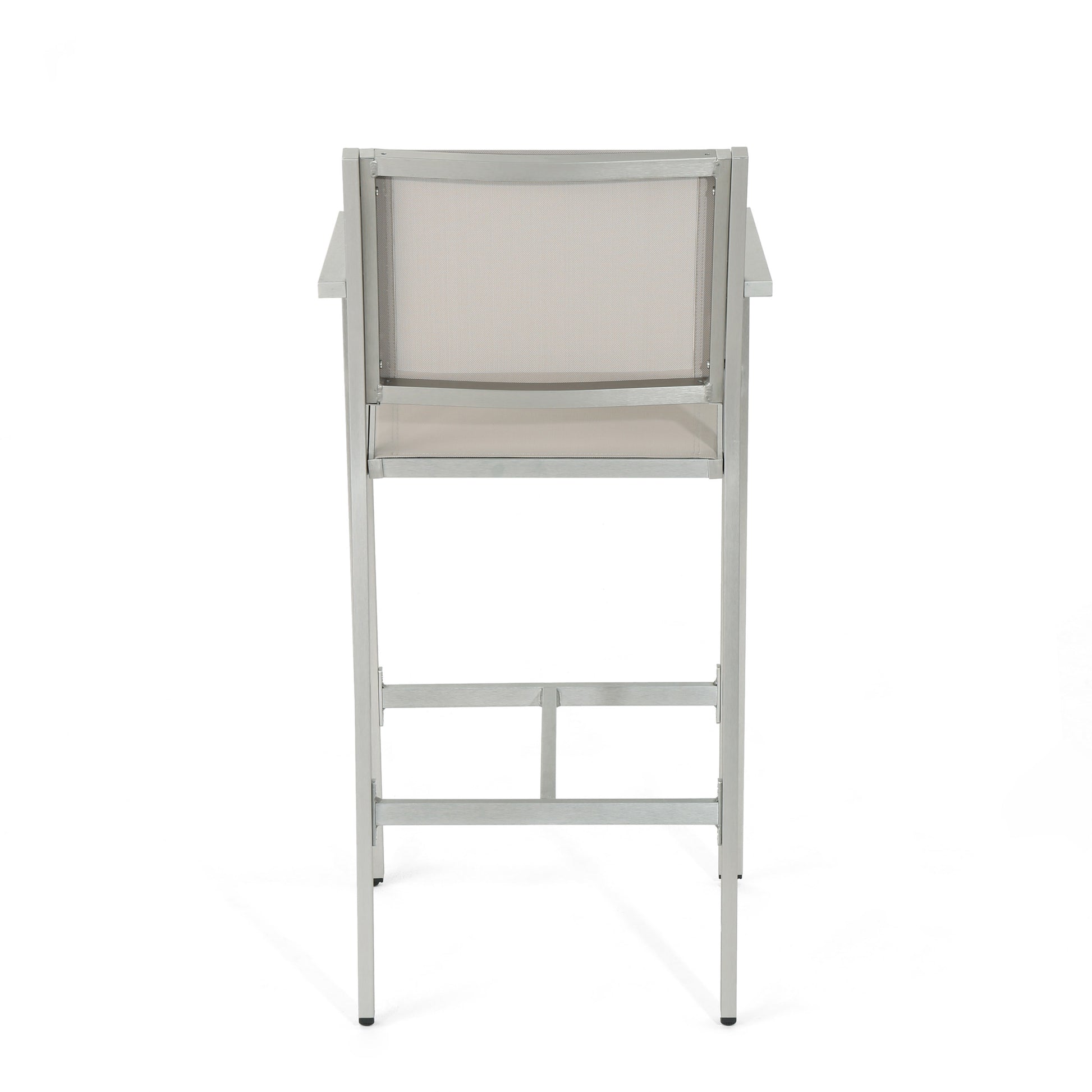 Aluminium Bar Stool With Outdoor Mesh Silver Aluminium