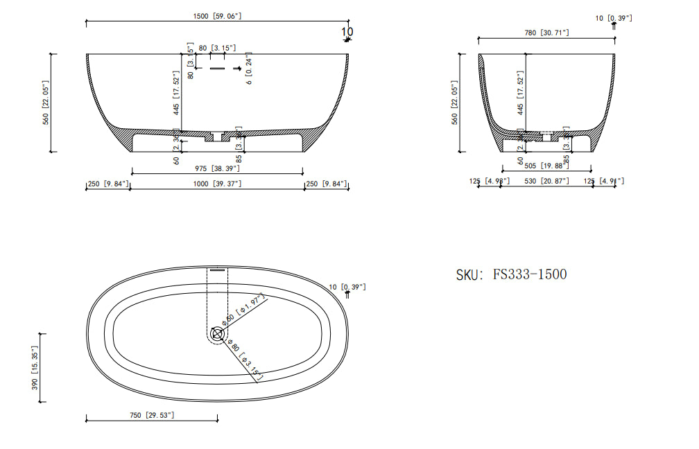 59" Solid Surface Soaking Bathtub Matte White Freestanding Tubs Matte 61 69 In Soaking Center Front Solid Surface