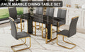 Table And Chair Set. Modern Dining Table With Mdf Top And Beautiful Mdf Legs. Equipped With Comfortable Pu Chairs And Metal Legs. Suitable For A Wide Range Of Decorative Styles. Black,Gray Seats 6 Mdf