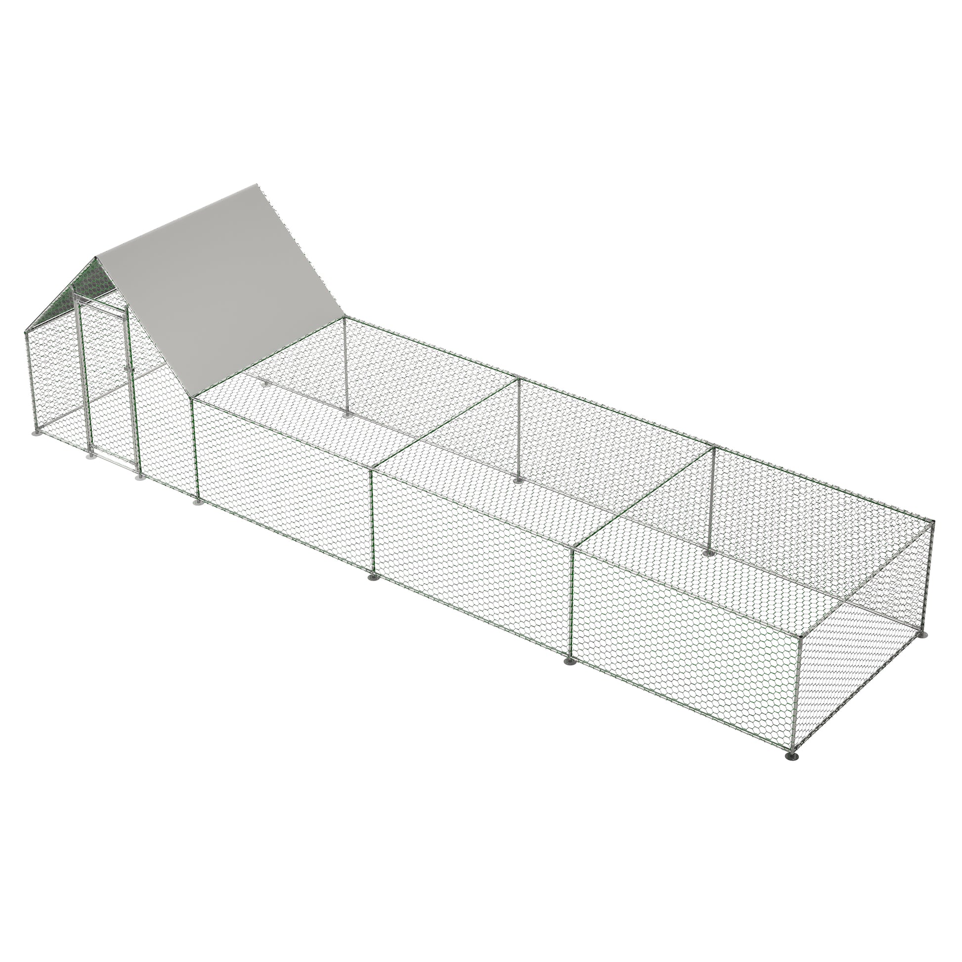 26'Lx6.7'Wx6.6' Ft Large Metal Chicken Coop, Walk In Chicken Run, Galvanized Wire Poultry Chicken Hen Pen Cage, Rabbits Duck Cages With Waterproof And Anti Ultraviolet Cover For Outside Silver Metal