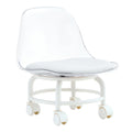 The Small And Cute White Chair With Silky Pulleys Can Move Freely, Which Is Suitable For Use In Various Scenes, And Is A Good Choice For Fashion Style. White Pet