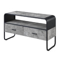 Concrete Grey And Black 2 Drawer Tv Stand Black Grey Primary Living Space 40 49 Inches Modern Wood Metal