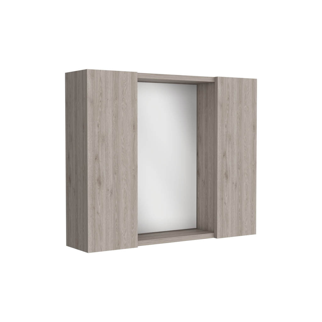 Medicine Double Door Cabinet 19" H, One External Shelf, Light Gray Gray Particle Board Particle Board