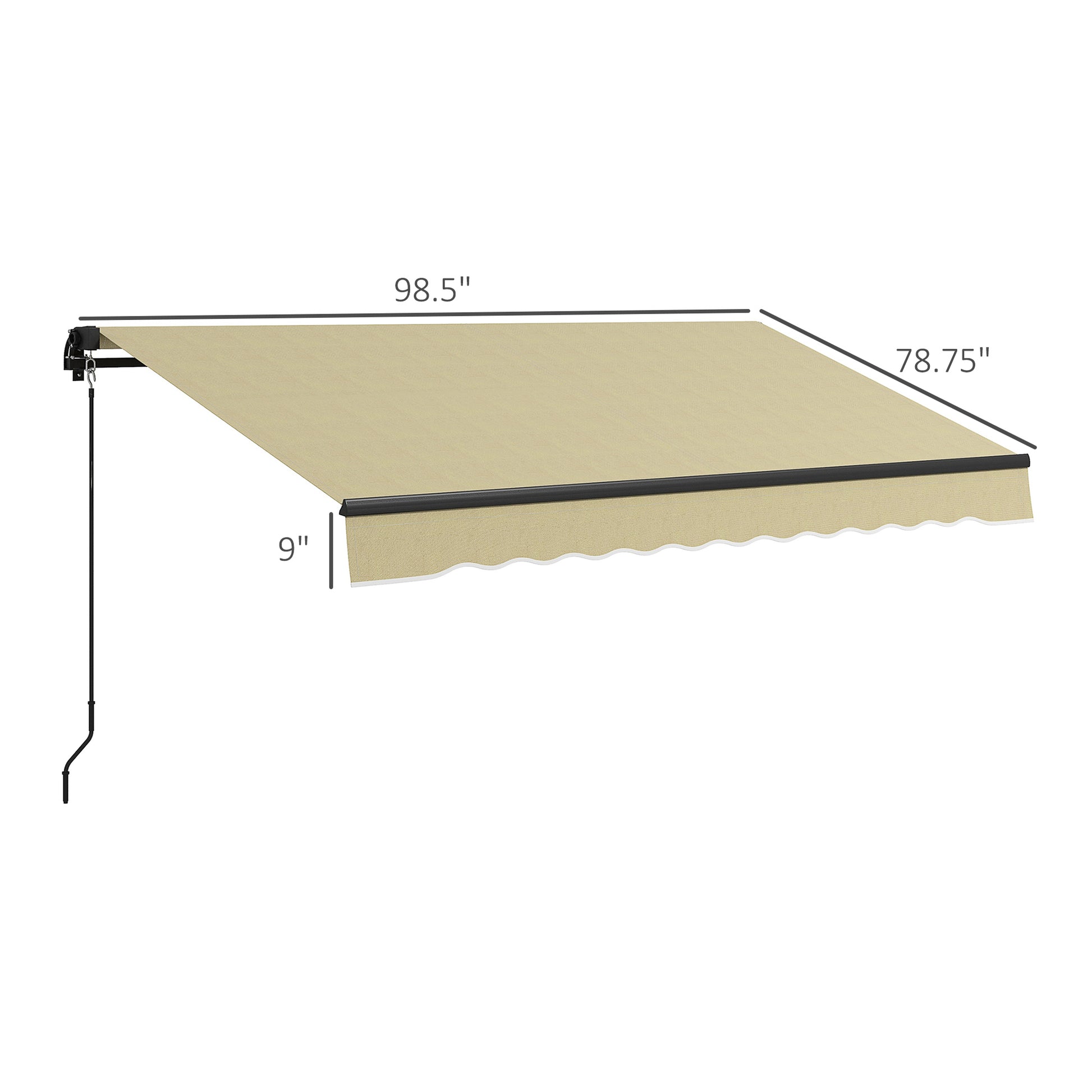 Outsunny 8' X 6.5' Retractable Awning, Patio Awning Sunshade Shelter With Manual Crank Handle, 280Gsm Uv Resistant Fabric And Aluminum Frame For Deck, Balcony, Yard, Beige Beige Polyester