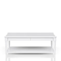 White Finished Cocktail Table With Two Storage Drawers And Casters White Solid Wood Mdf