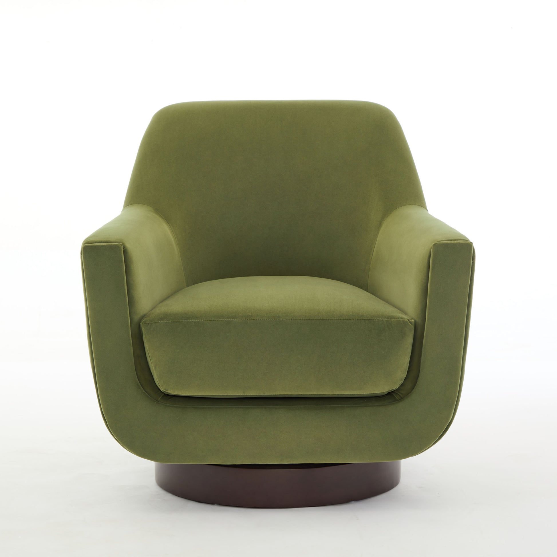 U Shaped Fully Assembled Swivel Chair Velvet Accent Chair Armchair Round Barrel Chair For Living Room Bedroom, Green Green Velvet