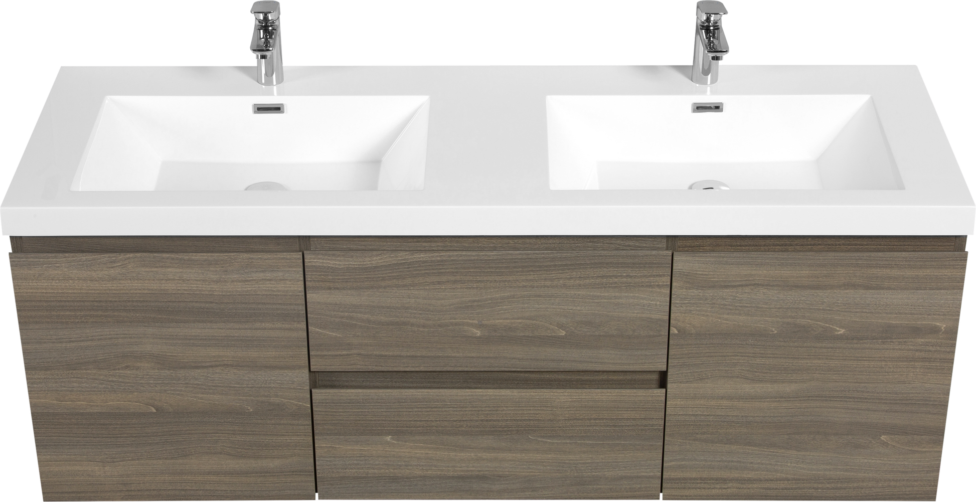 60" Floating Bathroom Vanity With Sink, Modern Wall Mounted Bathroom Storage Vanity Cabinet With Double Resin Top Basins And Soft Close Drawers, Ash Grey 24V11 60Dag 2 Grey 2 Bathroom Wall Mounted Plywood