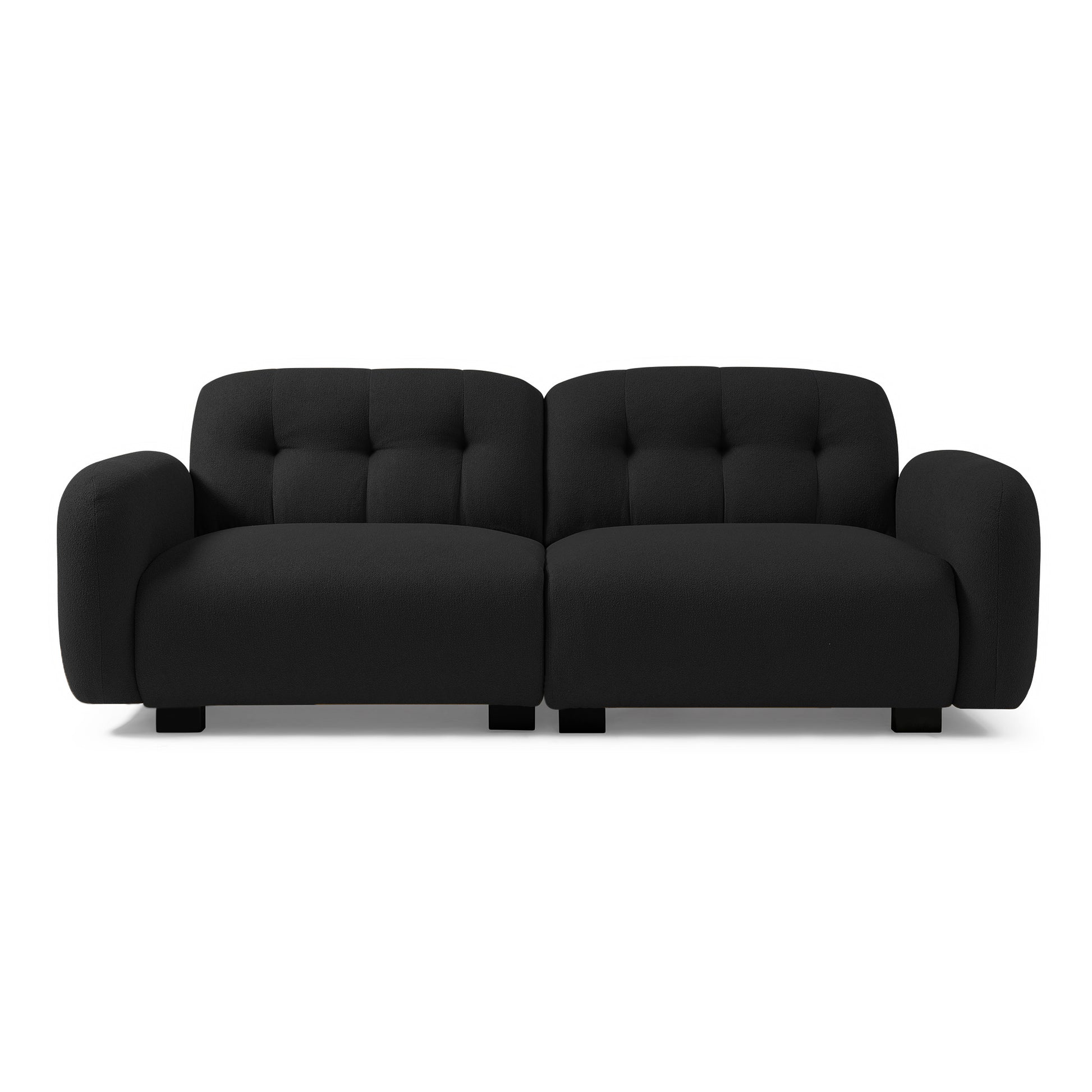 81.48" Modern Sofa Couch,3 Seater Teddy Sofa Sectional With Wooden Legs For 3 4 Persons, Upholstered Deep Seat Beautiful Seat Sofa Chaise For Living Room,Bedroom, Apartment And Office,Black Black Wood Primary Living Space Modern Foam Teddy 4 Seat