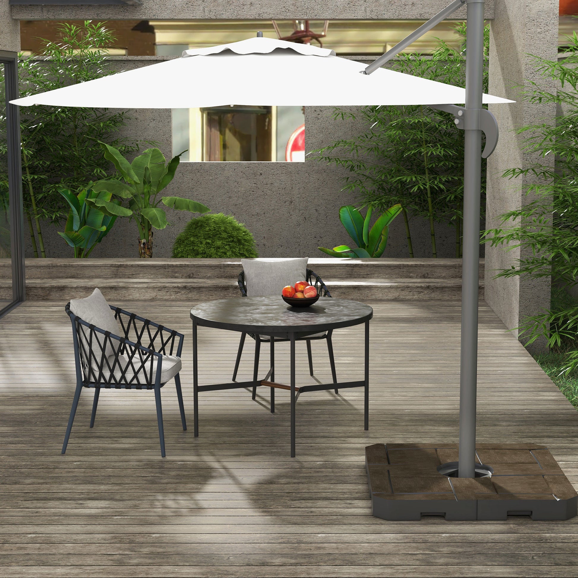 4-piece cantilever offset patio umbrella stand Outsunny 4 Piece Patio Cantilever Umbrella Base Weight Set, Fillable Outdoor Offset Umbrella Weights For Umbrella Stand, 175 Lbs. Capacity Water Or