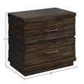 Industrial Farmhouse Designed 2 Drawer Nightstand Brown Solid Wood Mdf